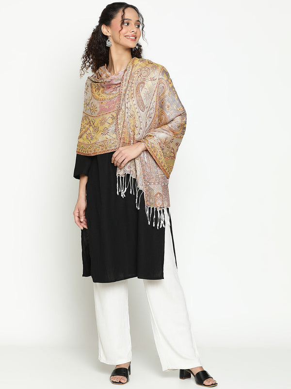 Brown Printed Wool Scarf