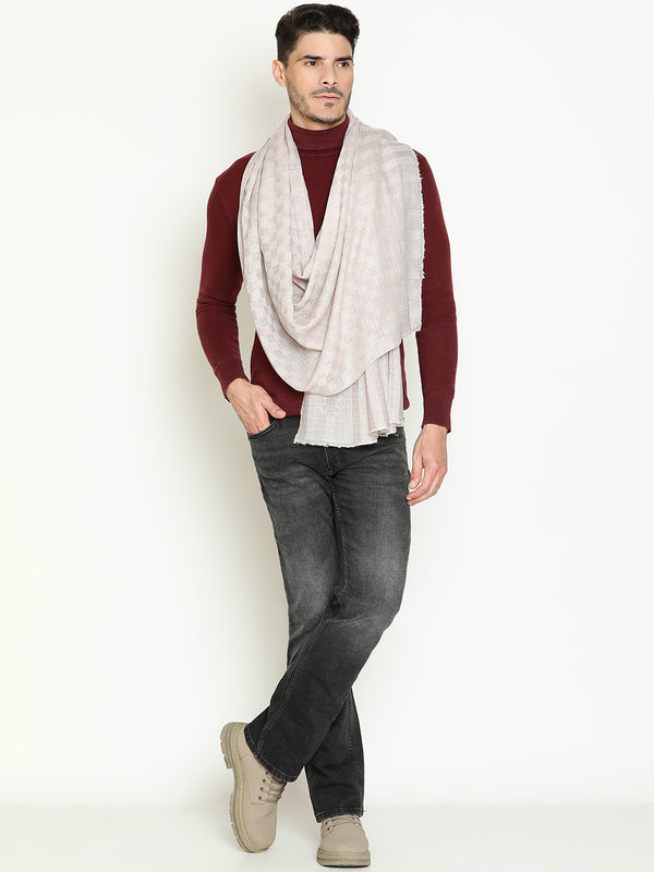 Ivory Checkered Weave wool muffler
