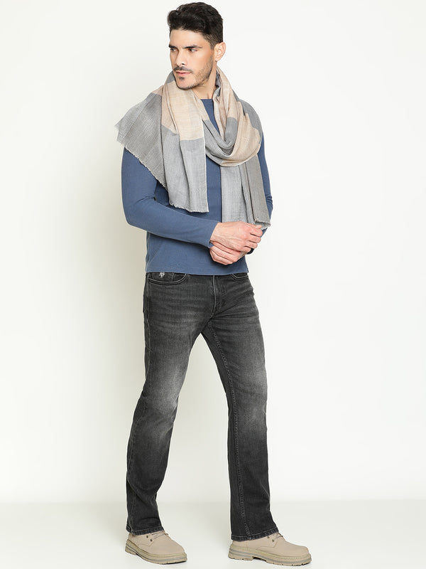 blue beige Checks wool stole