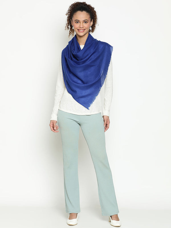 Blue Diamond Weave Wool Scarf
