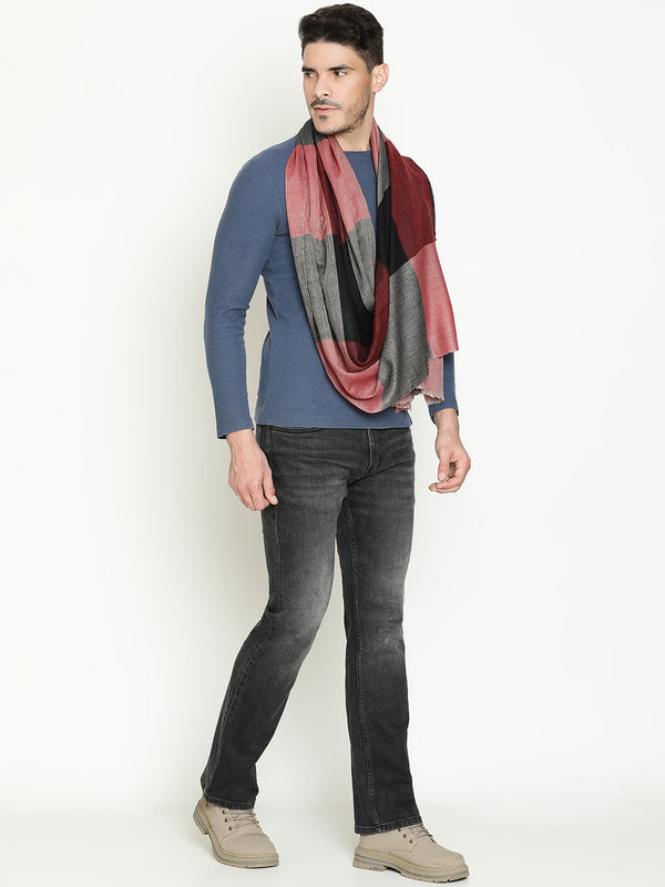 Red Big-Check wool stole
