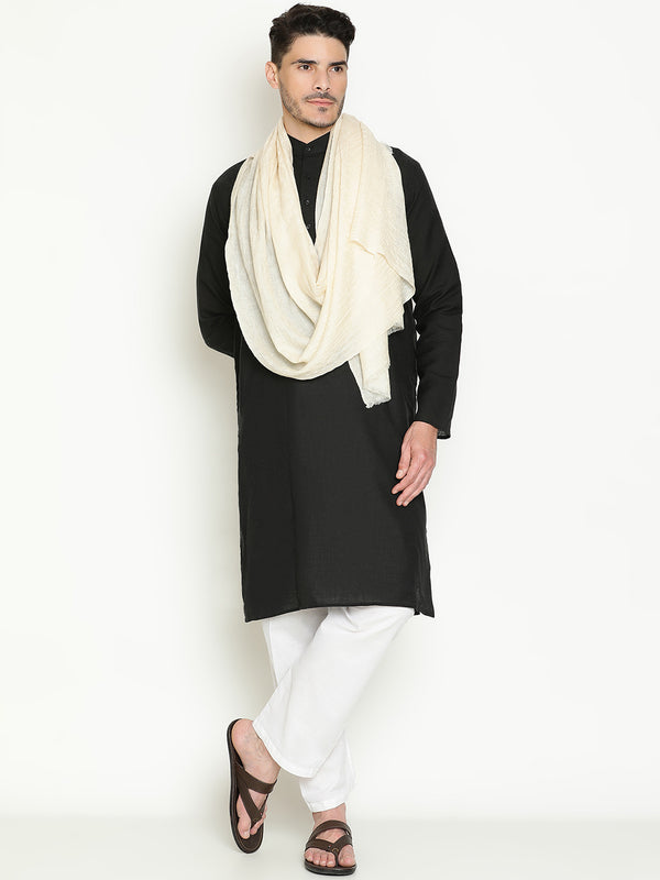 Ivory cashmere stole for men