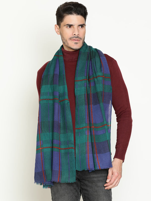 Navy Green Checks wool muffler