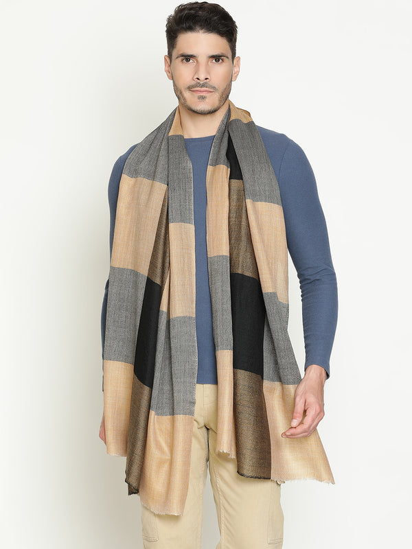 Mustard Big Check wool stole
