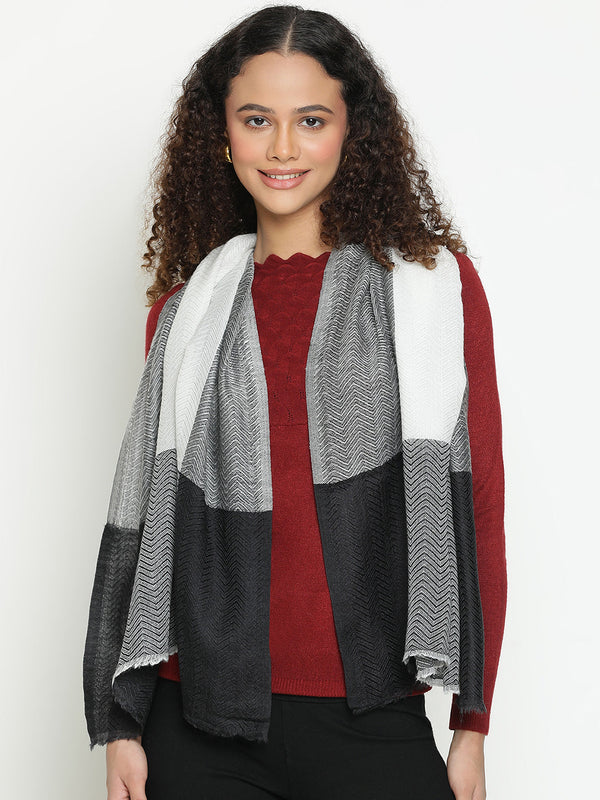 Black Herringbone Wool Stole