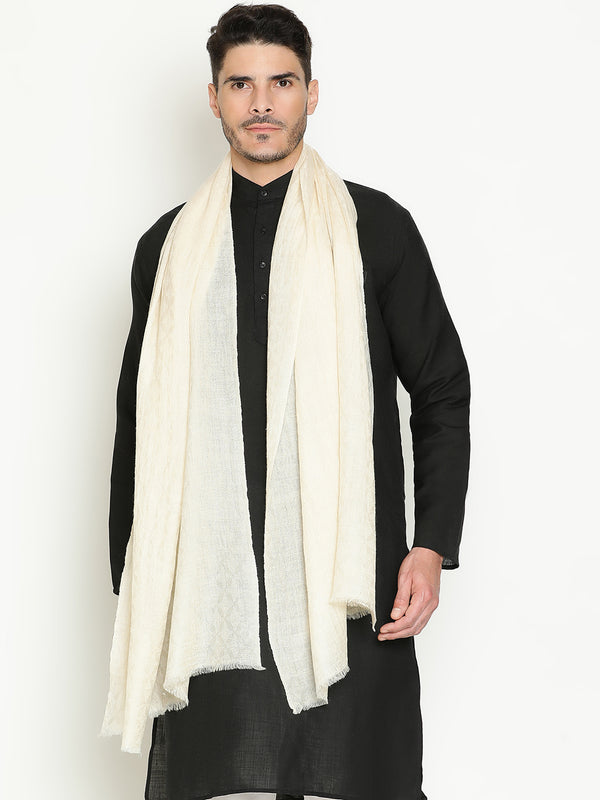 Ivory cashmere stole for men