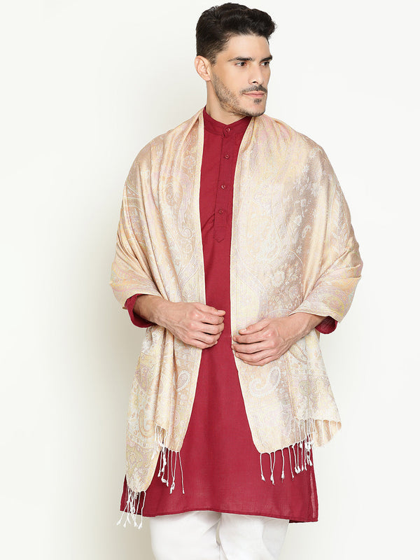 Paisley light yellow wool stole