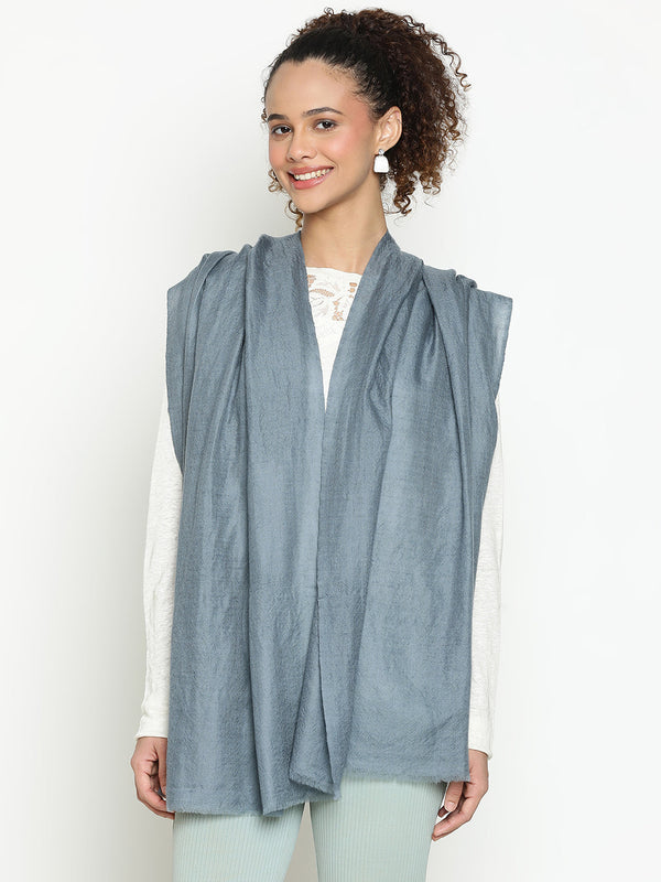 Grey Herringbone Cashmere Stole