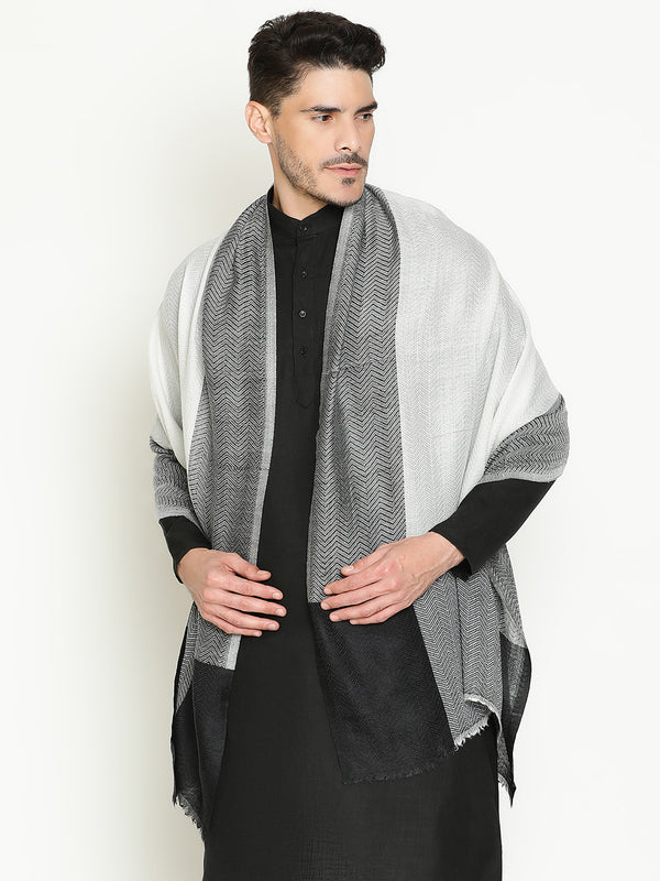 Black White Herringbone wool muffler