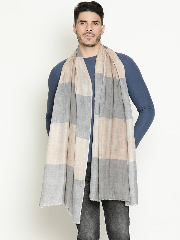 blue beige Checks wool stole