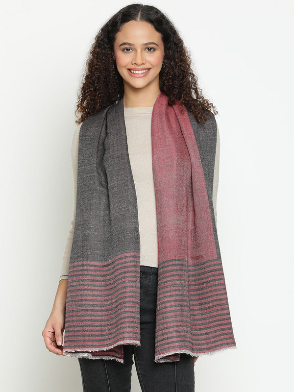 Reversible Maroon Black Wool Stole