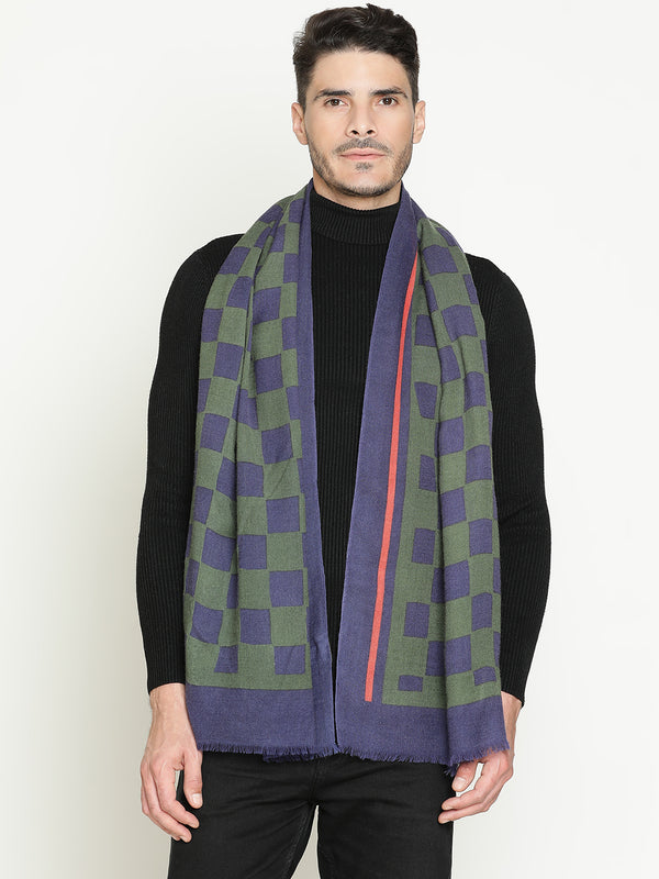 Green Navy Checks wool muffler