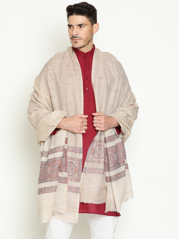 Beige Kullu Weave Borders wool Lohi