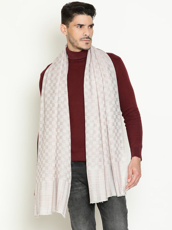 Ivory Checkered Weave wool muffler