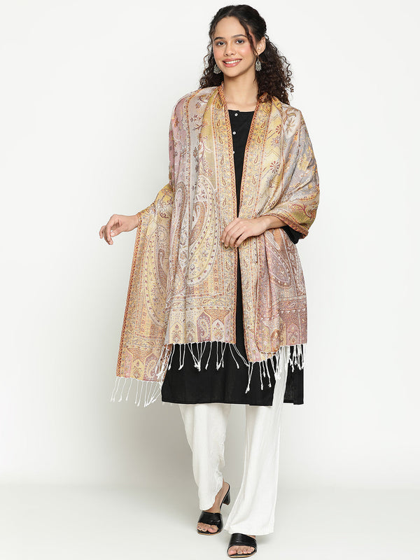Brown Printed Wool Scarf