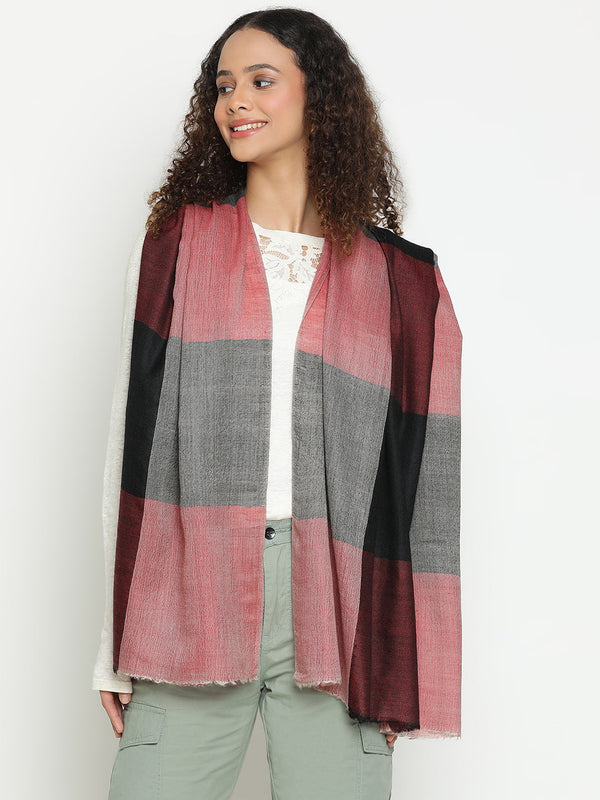 Big-Check Red Wool Stole
