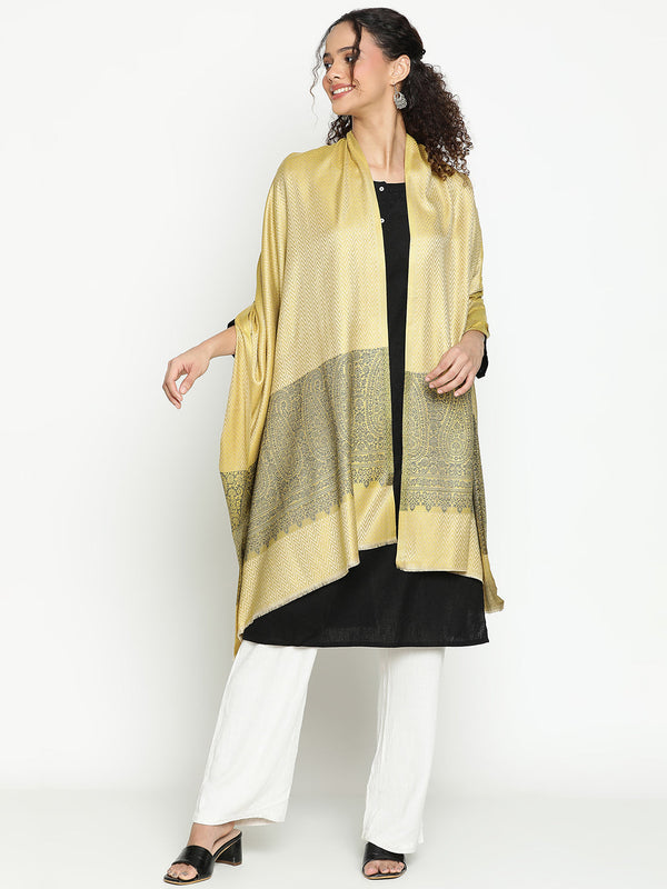Yellow Herringbone Weave Wool Stole