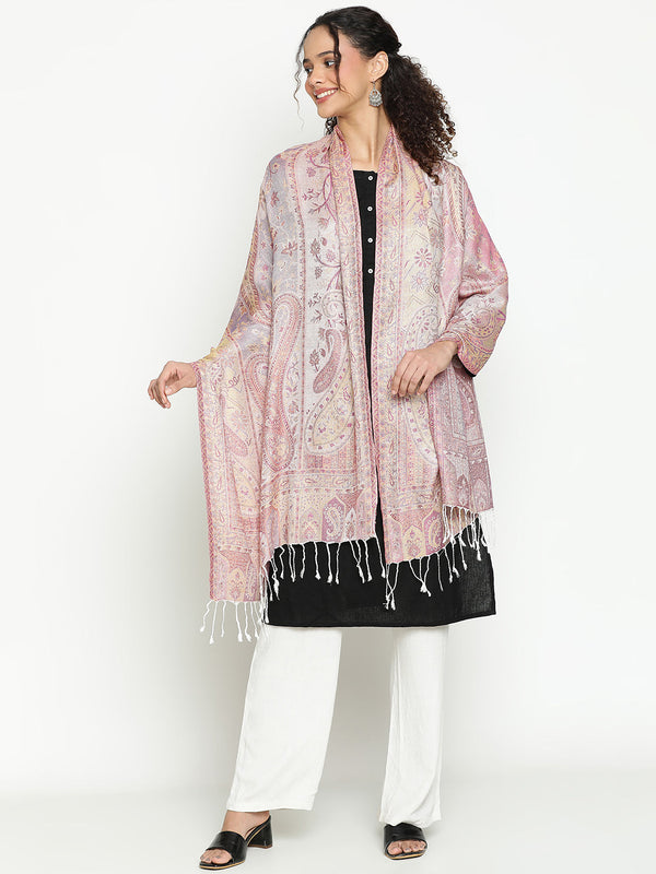Printed Light Purple Wool Scarf