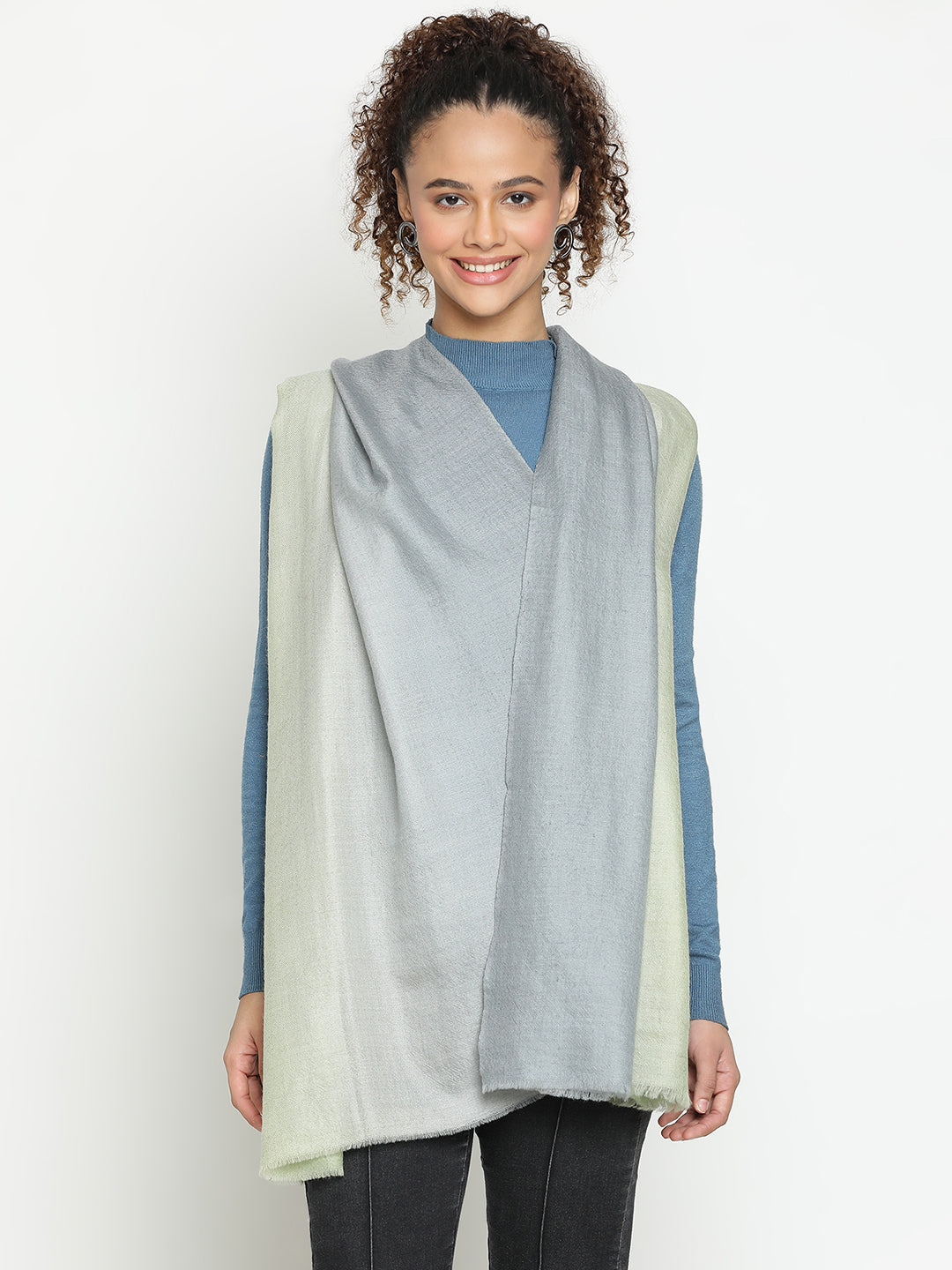Pastel Green Ombre Cashmere Stole