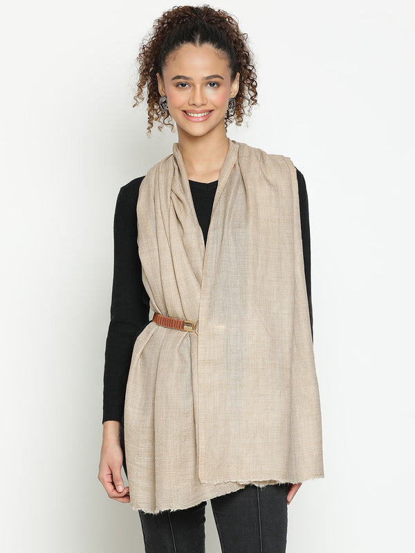 Beige Diamond Weave Wool Scarf