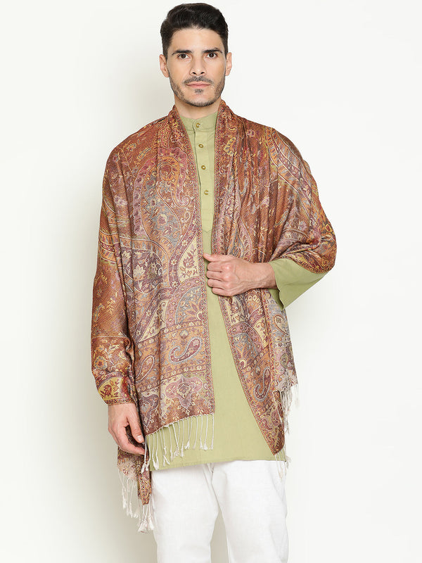 Paisley Brown Beige Wool Stole