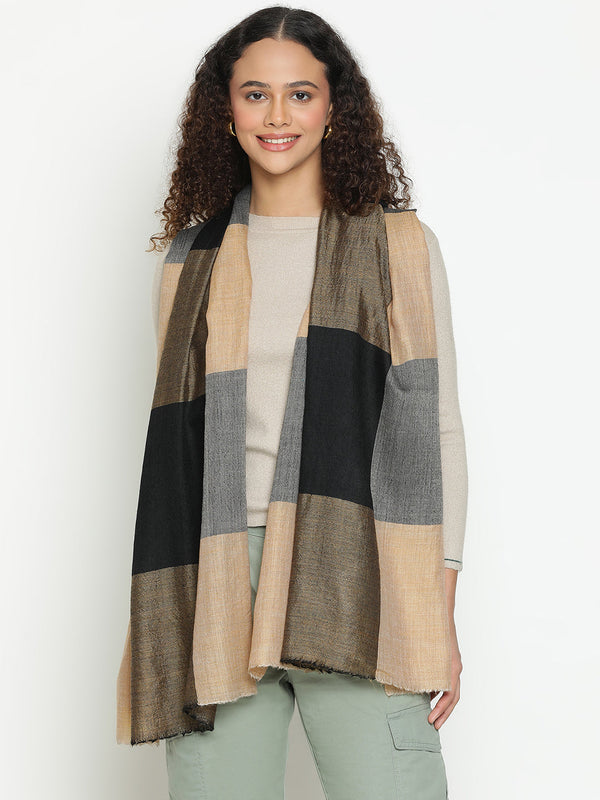 Big-Check  Mustard Wool Stole