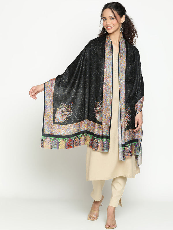 Midnight Black Wool Scarf