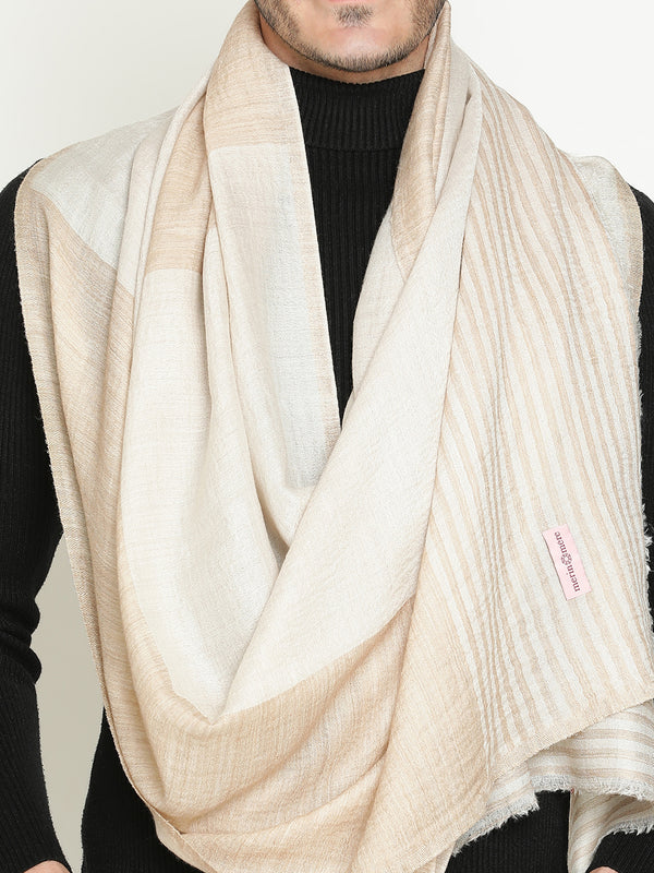 Reversible Toosh Ivory wool Stole