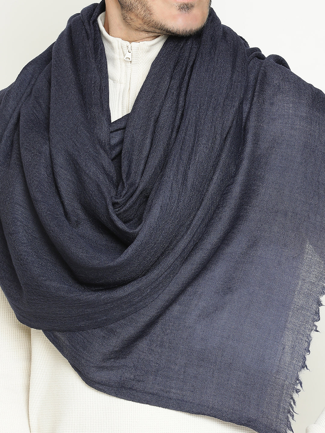 Navy wool muffler for men