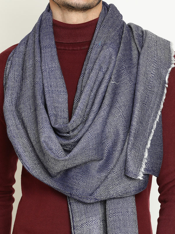 Navy Weave Patterns wool muffler