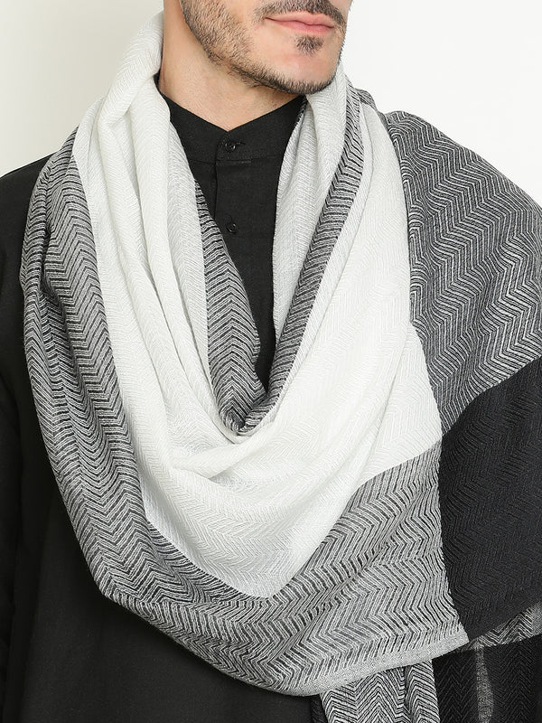 Black White Herringbone wool muffler