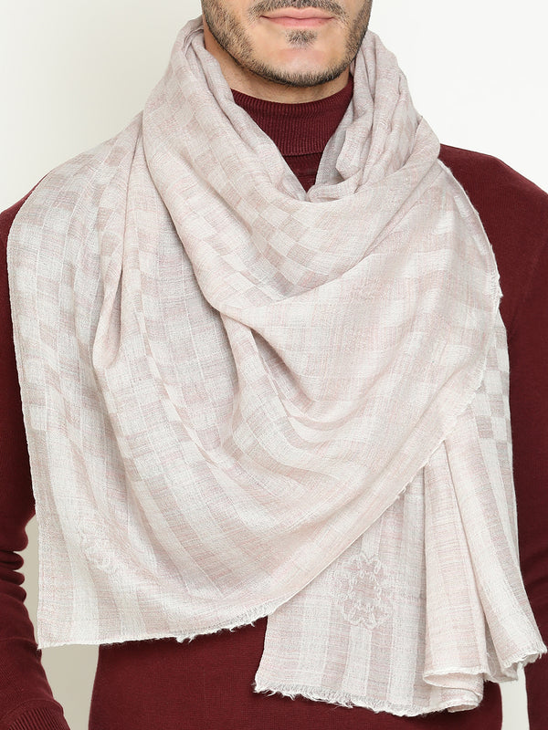 Ivory Checkered Weave wool muffler