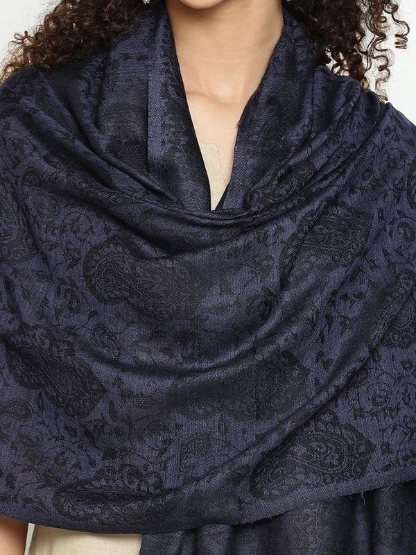 Paisley Navy Wool Scarf