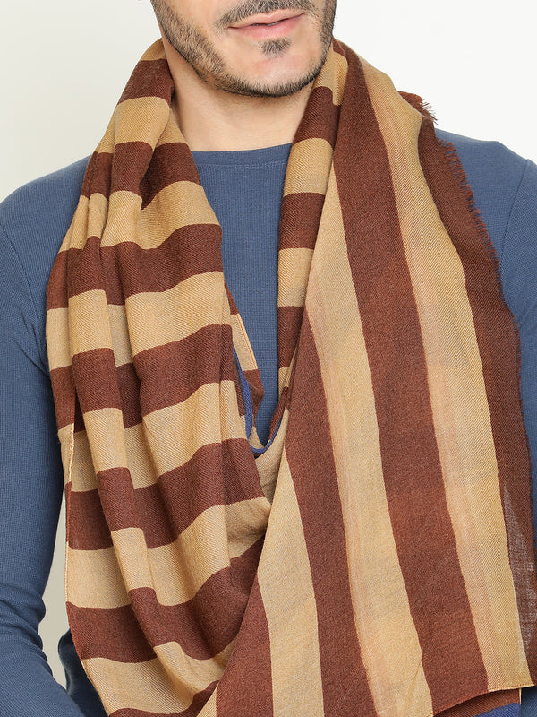 Caramel & Sand Striped wool stole