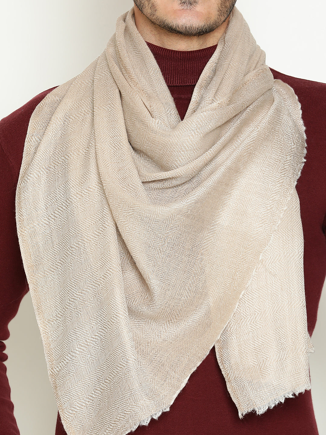 Beige wool muffler for men