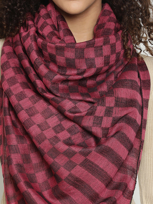 Maroon Checkered Weave wool Scarf