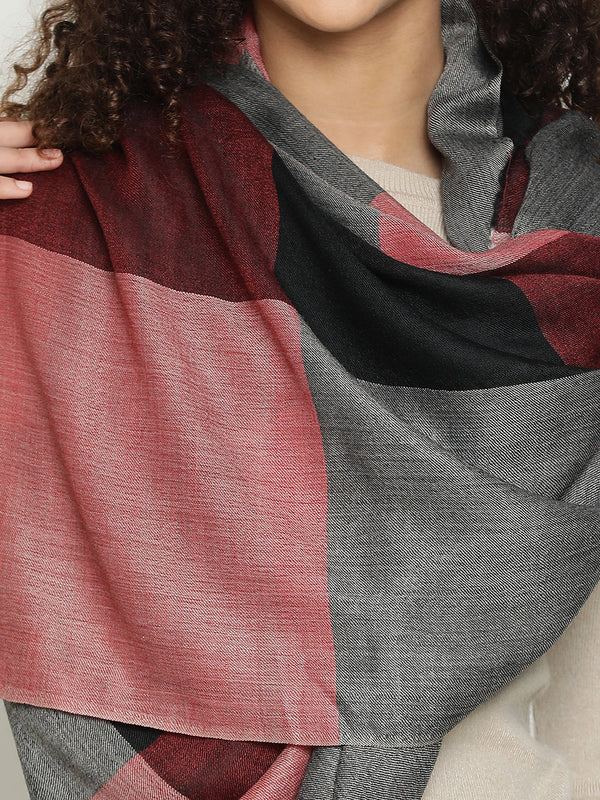 Big-Check Red Wool Stole