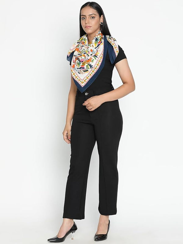 white Floral Saga cotton Scarf