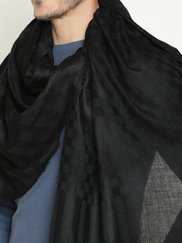 Black Checkered Weave wool muffler