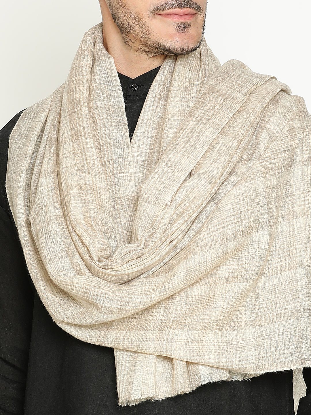 Fine Checks Pure Wool Lohi in Beige Tones