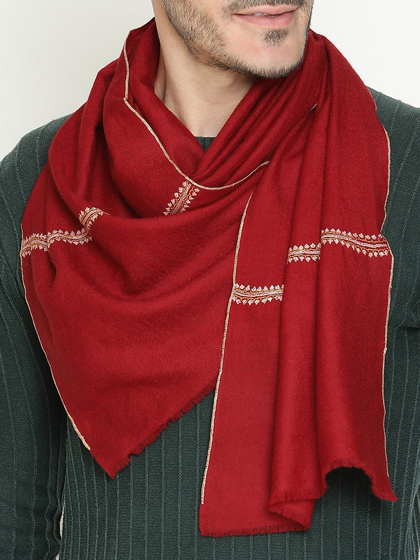 deep red Embroidered Cashmere Muffler