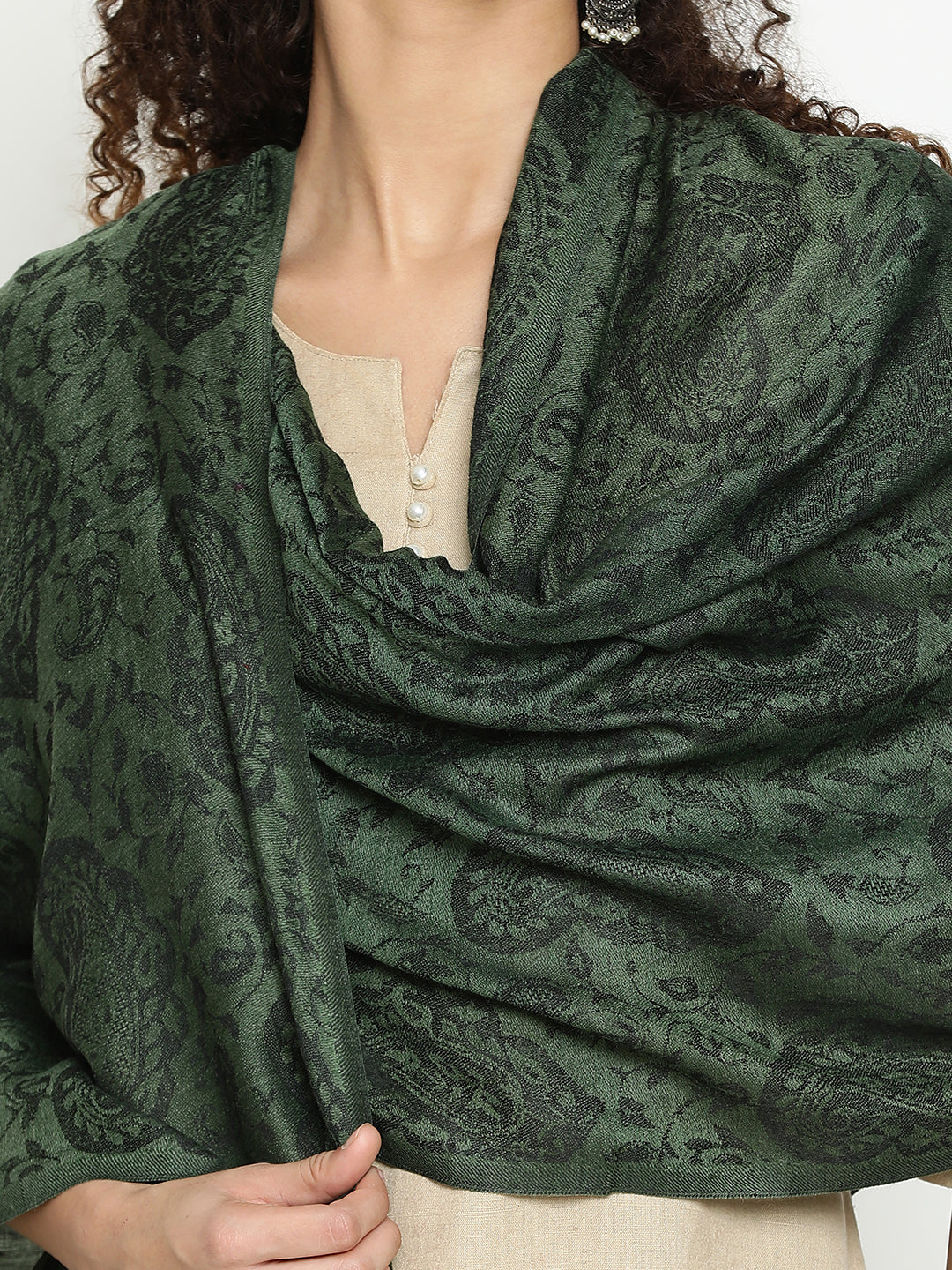 Paisley Olive wool Scarf