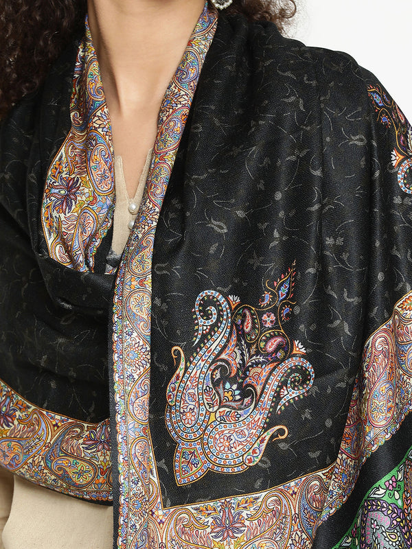 Midnight Black Wool Scarf