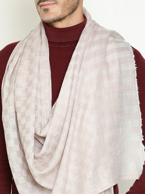 Ivory Checkered Weave wool Scarf
