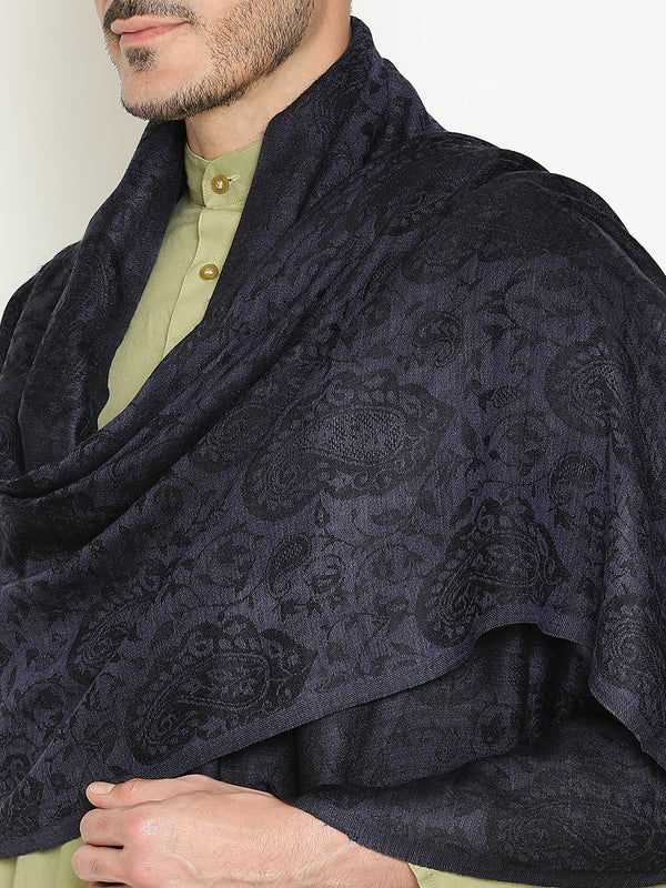 Paisley navy wool lohi shawls