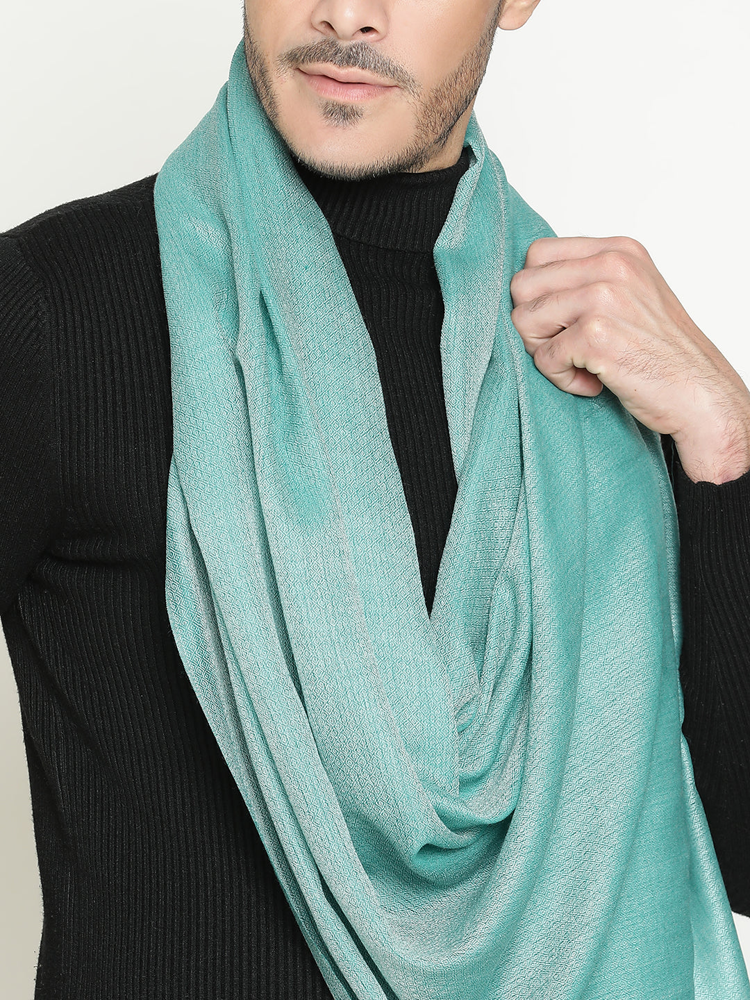 Aqua Blue wool muffler for men