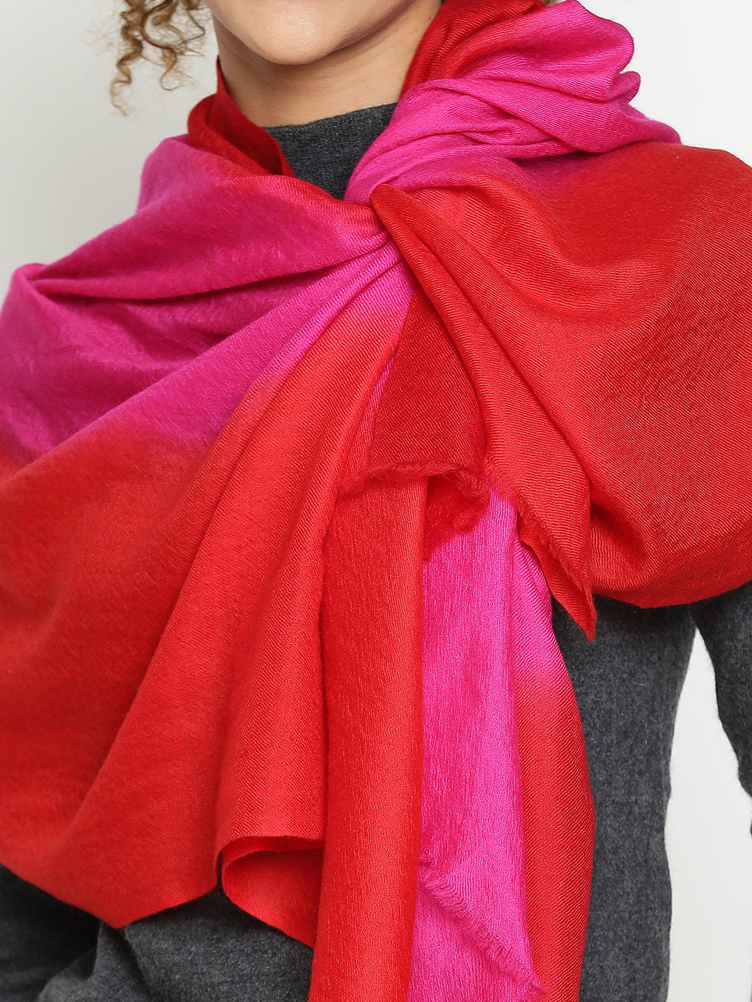 Pure Cashmere Dark Pink Luxe Ombre Stole