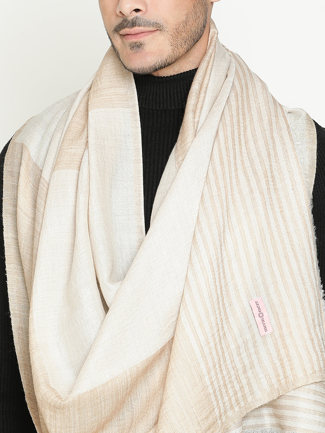 Reversible Toosh Ivory wool Stole