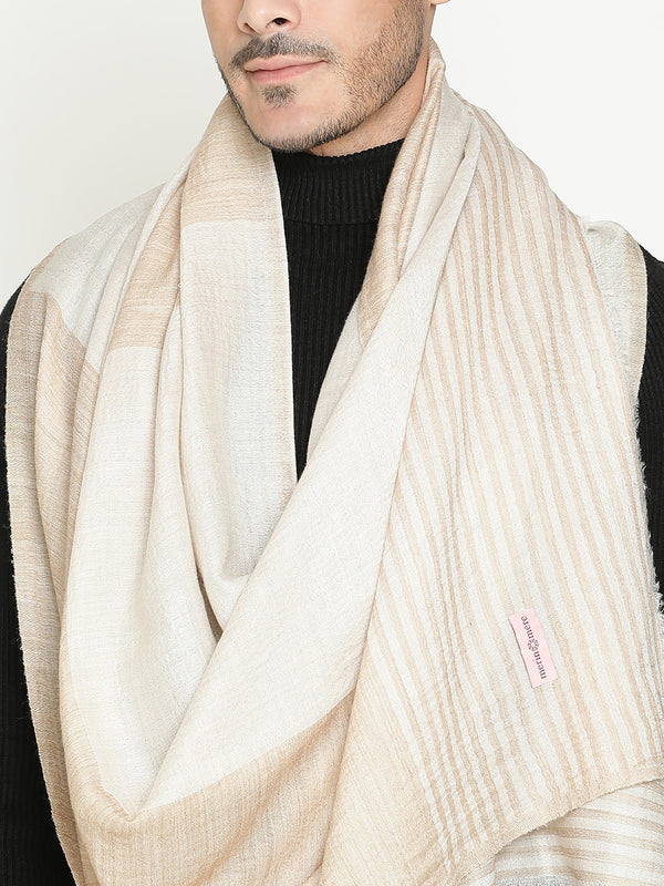 Reversible Toosh Ivory wool Stole