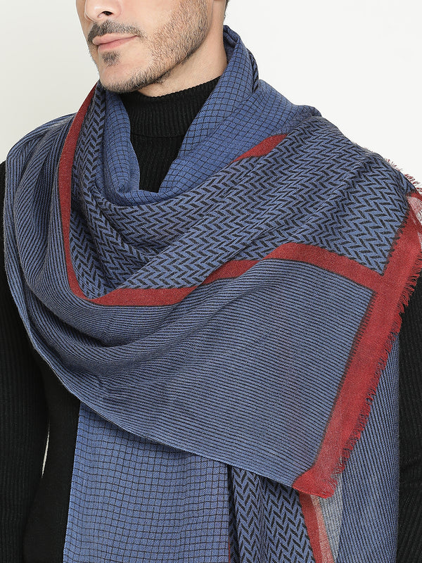 Printed Navy & Black wool muffler